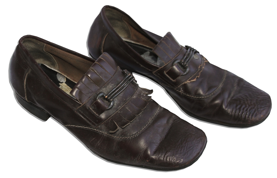 Bruce Lee Personally Owned & Worn Mahogany Leather Loafers